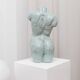 Studio ceramic torso statue - light blue ceramic clay figure - Mid-Century design