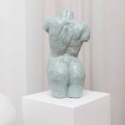 Statue de torse en céramique de studio - figure en argile céramique bleu clair - design Mid-Century