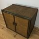 2-door woven rattan dresser, 70s