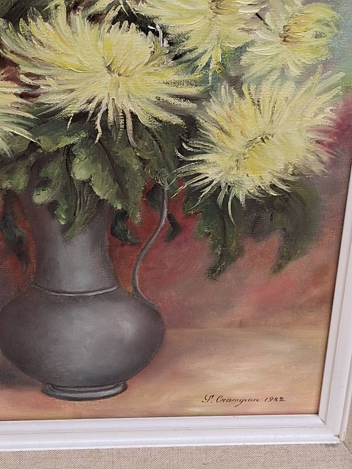 Table of yellow chrysanthemums