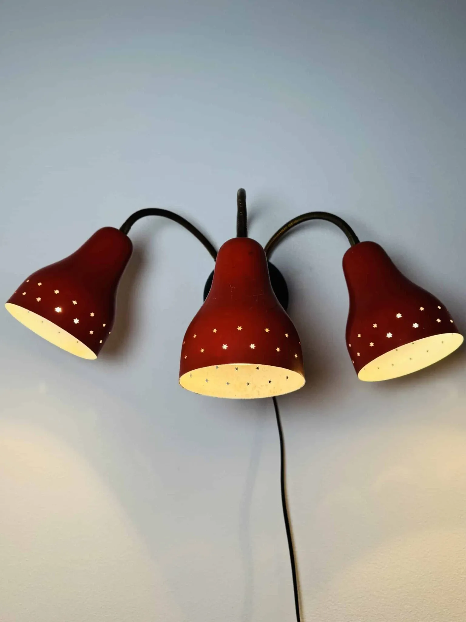 3-Armed Wall Lamp By H. Busquet For Hala Zeist, The Netherlands, 1950S