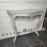 Louis XV style console in gray patinated carved wood