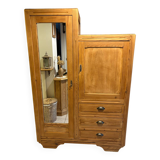 Asymmetrical raw wood wardrobe