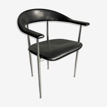 Chrome and rubber 'P40' dining chair by Vegni & Gualtierotti for Fasem, Italy, c.1980