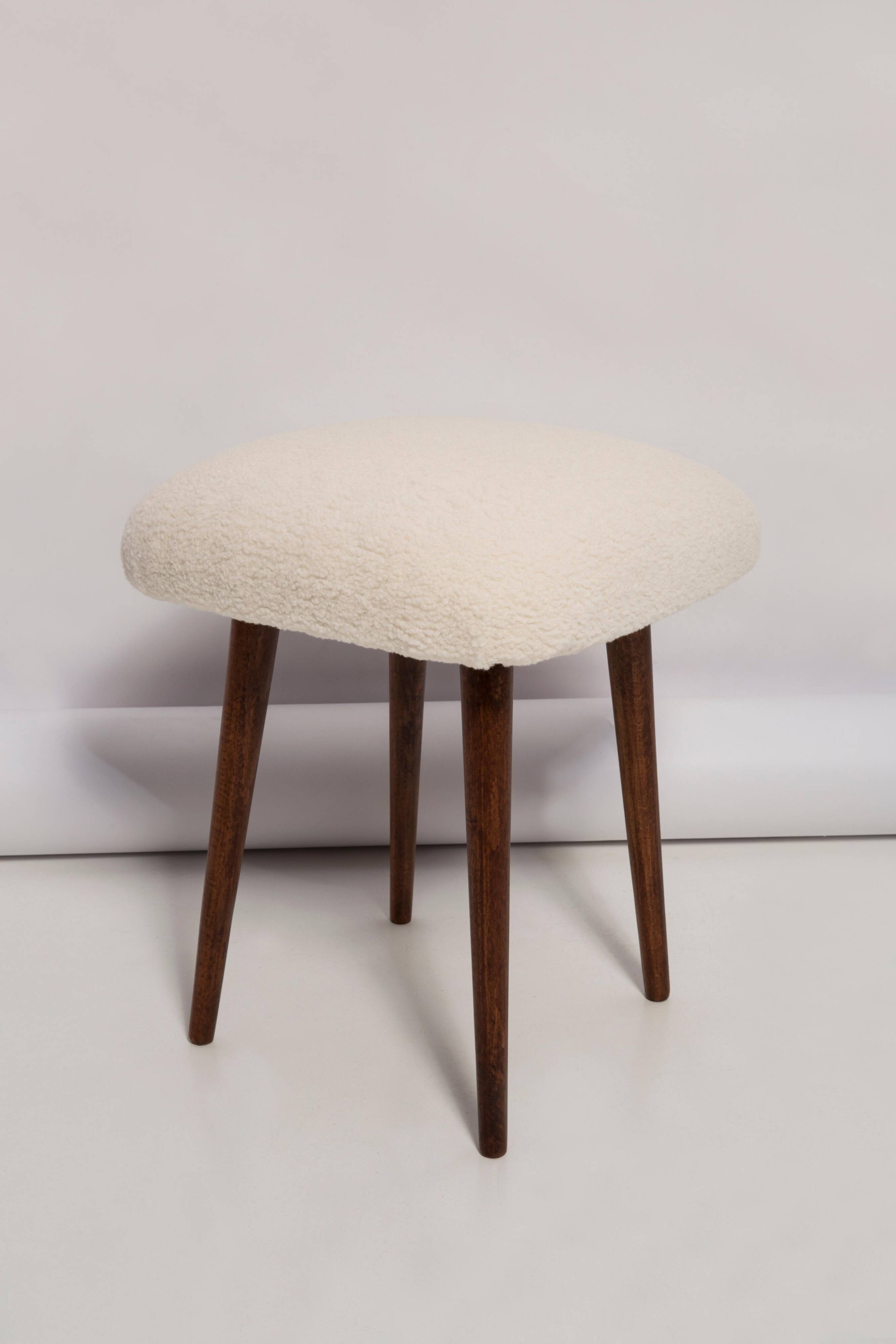 Light Beige Boucle Stool Mid-Century Modern, Europe, 1960s