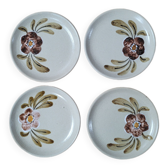 Set of 4 hand-painted stoneware plates
