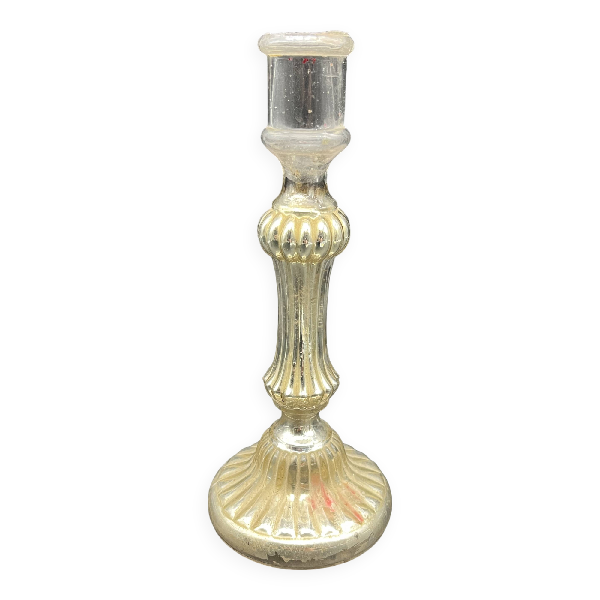 Bougeoir en verre eglomisé XIXe 19e