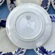 Antique dessert plates Luneville cobalt blue flowers