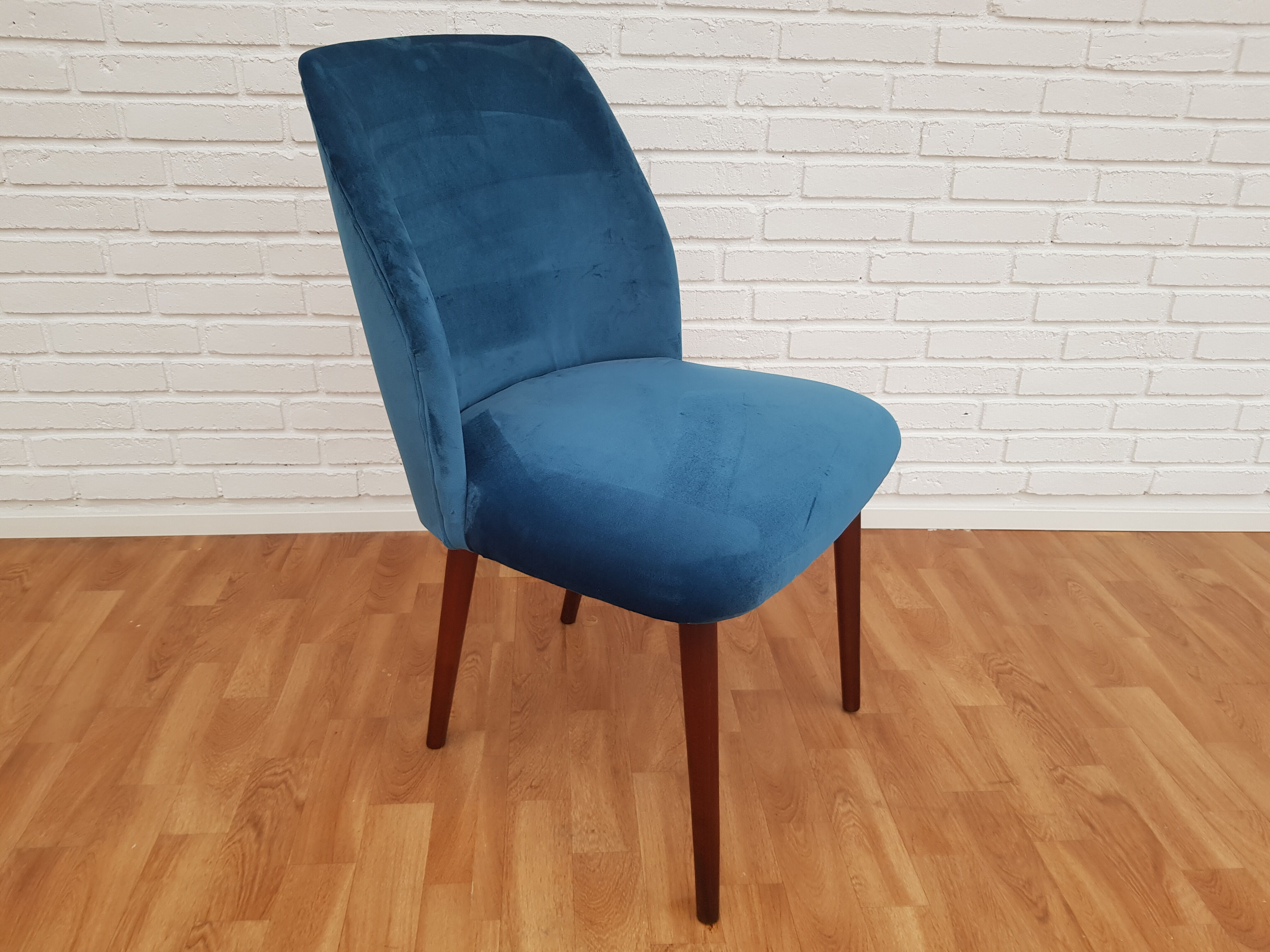 Armchair in velvet with stained beech legs, 60s