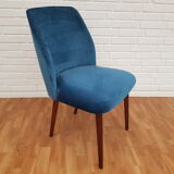 Armchair in velvet with stained beech legs, 60s