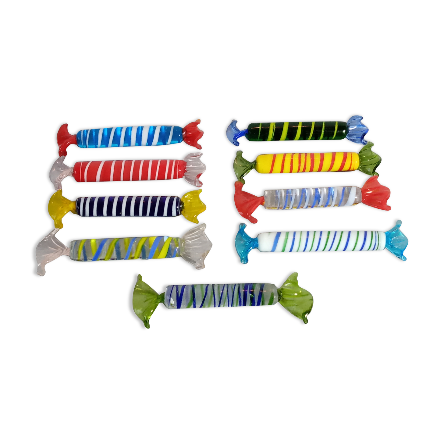 Set de 9 porte-couteaux en verre filé