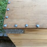 Raw wooden chest with a secret drawer