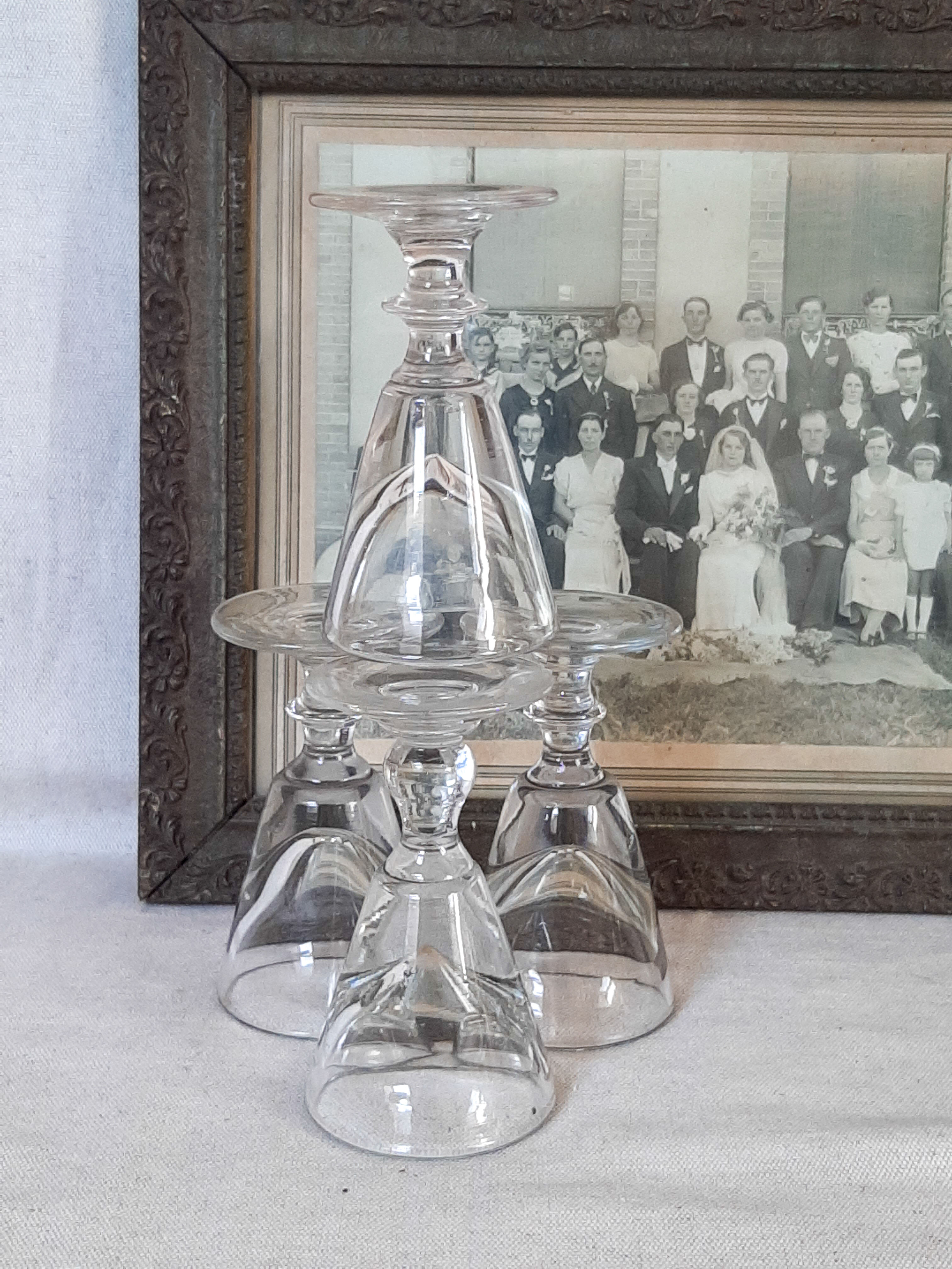 Old bistro glasses with thick bottoms