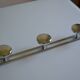 Wall coat rack with 3 chrome metal hooks, vintage 80s.