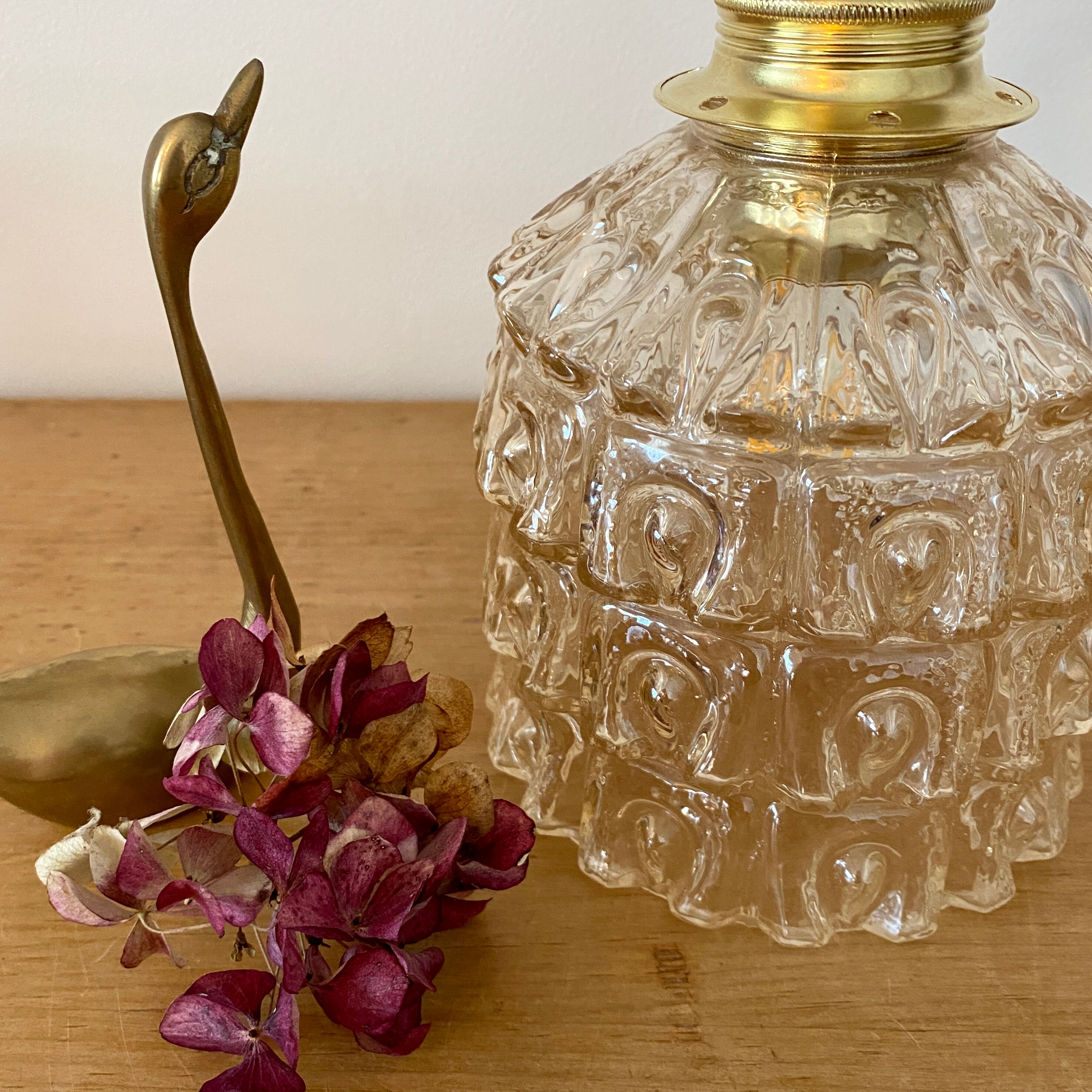 Vintage amber glass globe lamp