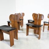 Mid-Century Modern Set of 6 Africa Chairs by Afra & Tobia Scarpa for Maxalto, 1970s
