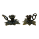 Pair of brass flower candlesticks, cellar