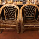 Paire de fauteuils en rotin