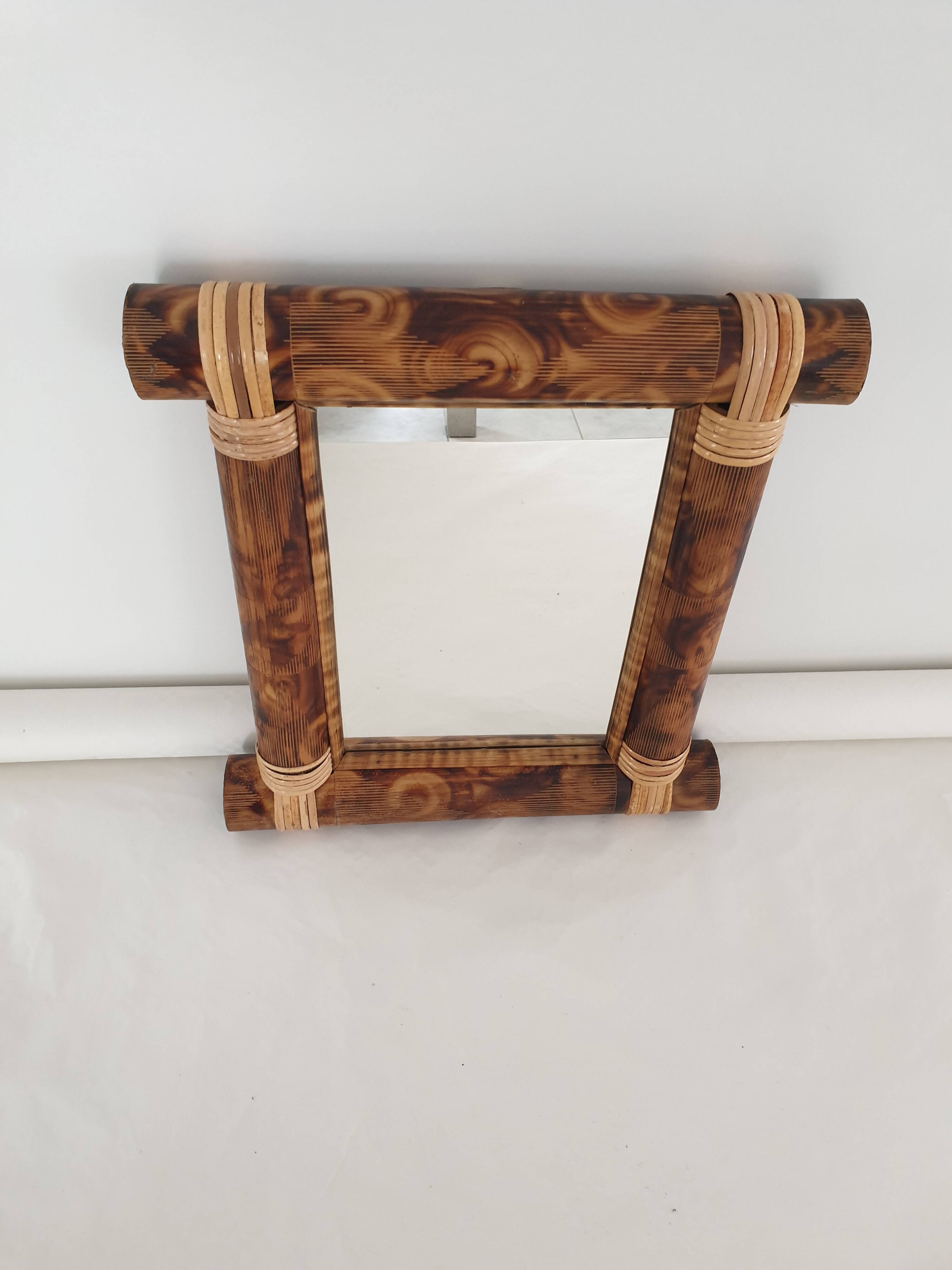 Bohemian bamboo wall mirror 40cm x 35.5cm