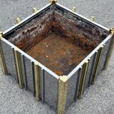 Italian planter in chrome and brass, 1970s