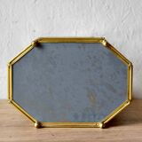 Small vintage octagonal display case in transparent glass, mirror glass and brass - jewelry display