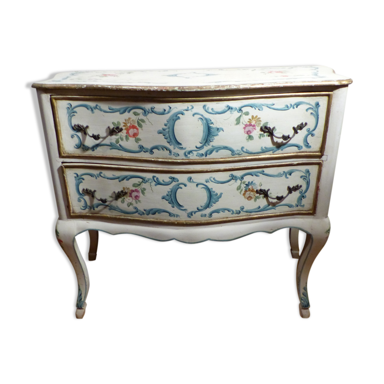 Italian dresser two drawers décor on beige background