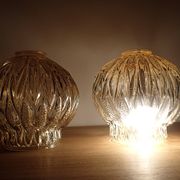 Pair of vintage globes for lighting - amber glass