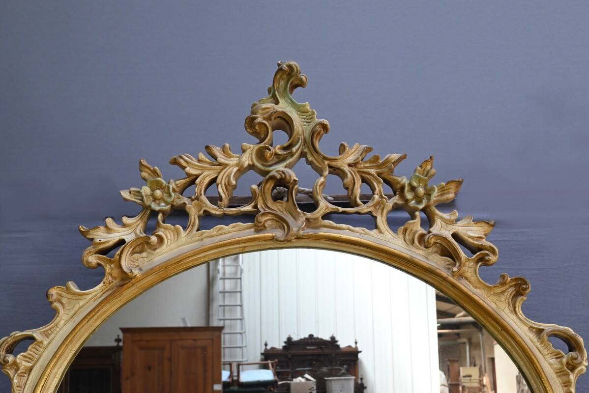 Painted Wooden Console-Mirror Set – 20th Century