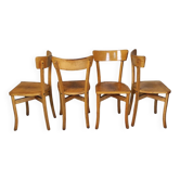 Set of 4 light wood bistro chairs