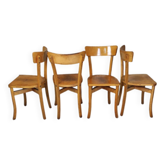 Lot de 4 chaises bistrot bois clair