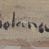 Hst 20th century signed solana: fishermen's houses, palm tree, tenerife, canary islands, spain