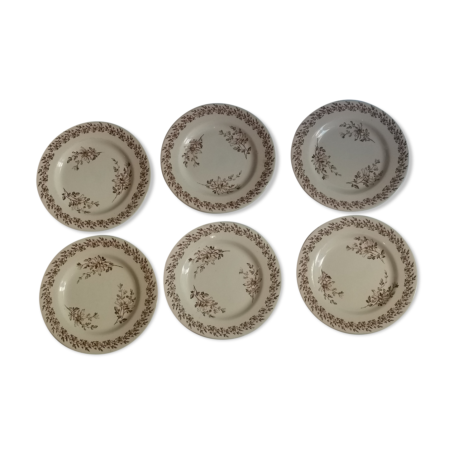 Set of 6 flat plates made of iron earth