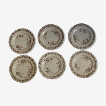 Set of 6 flat plates made of iron earth