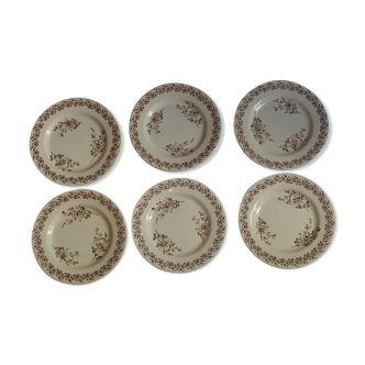 Set of 6 flat plates made of iron earth