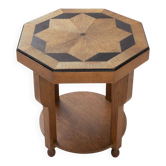 Dutch Art Deco octagonal sidetable in oak and ebony, 1920s