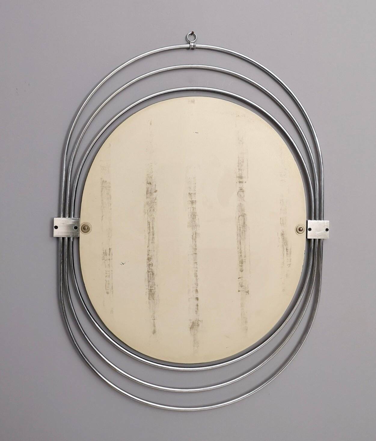 Smoked Wall Mirror with a Triple Chrome-Plated Metal Frame, Italy