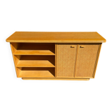 Vintage wooden and cane sideboard from the 70s