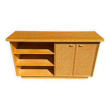 Vintage wooden and cane sideboard from the 70s
