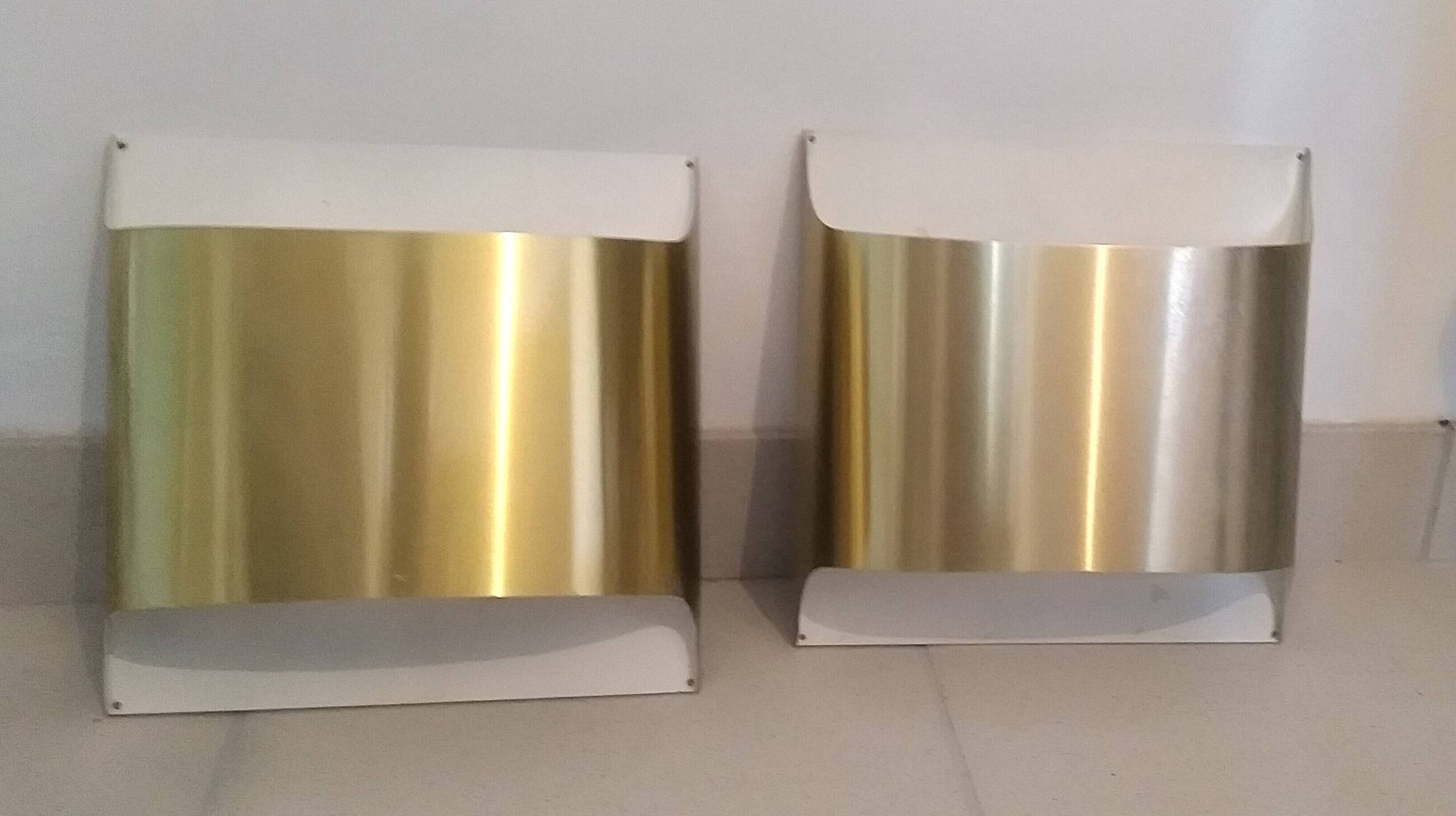 Pair of Staff 1970 wall lights in gold color