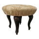 Vintage walnut pouf with fabric-covered seat, 1940s