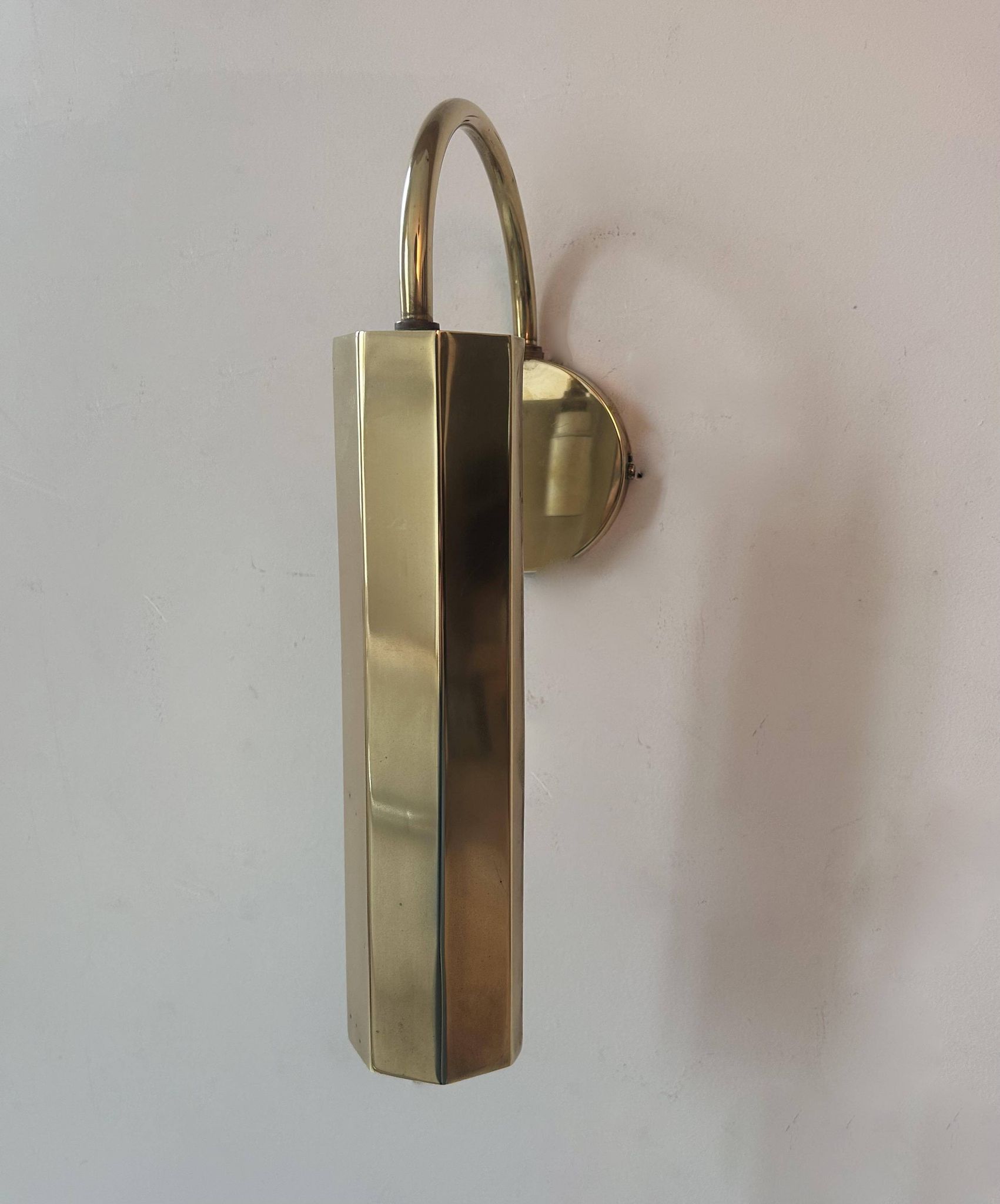 Pair of vintage adjustable wall lights, solid brass, France 1970