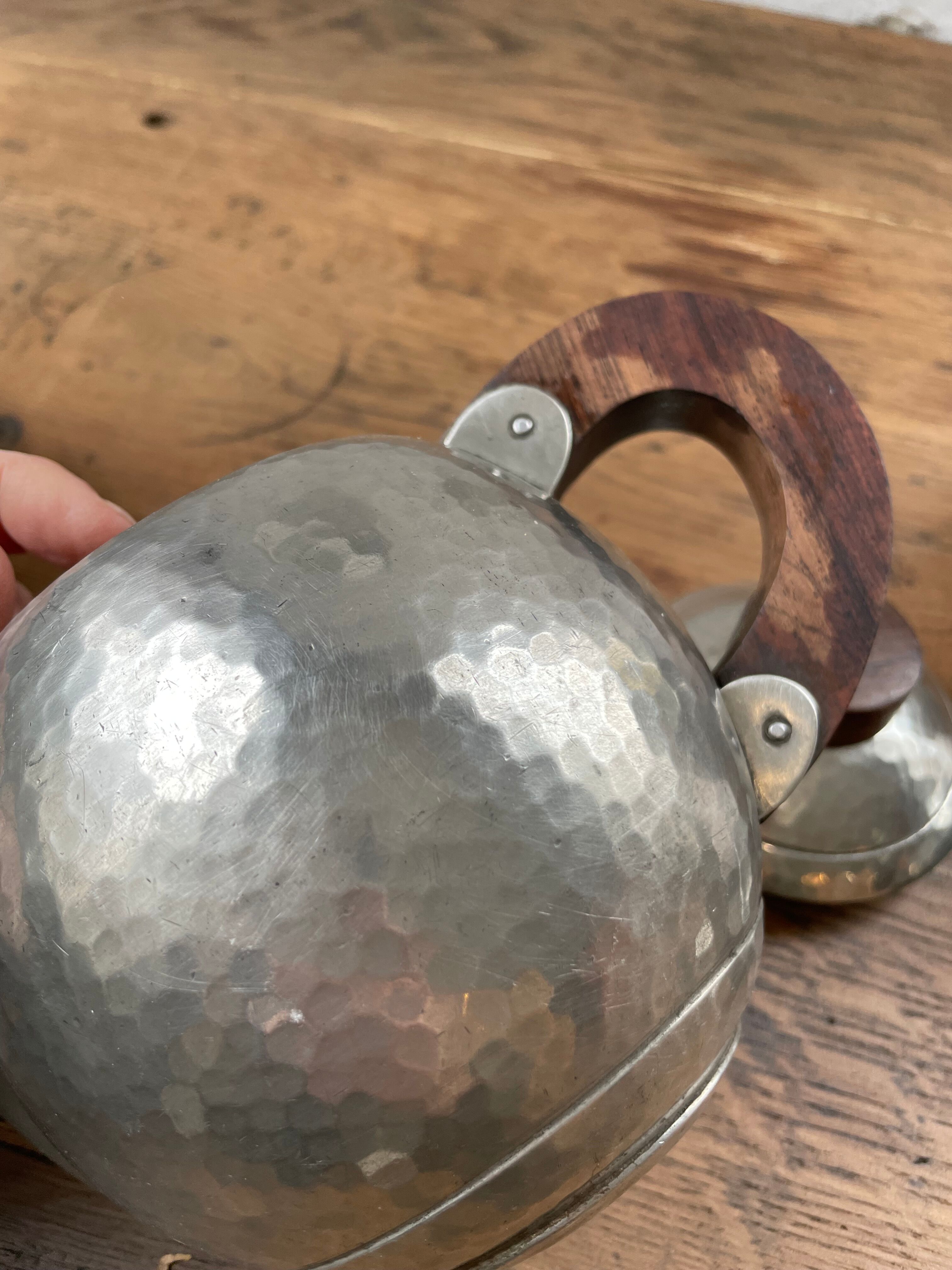 René Delavan Art Deco Pewter Teapot Set