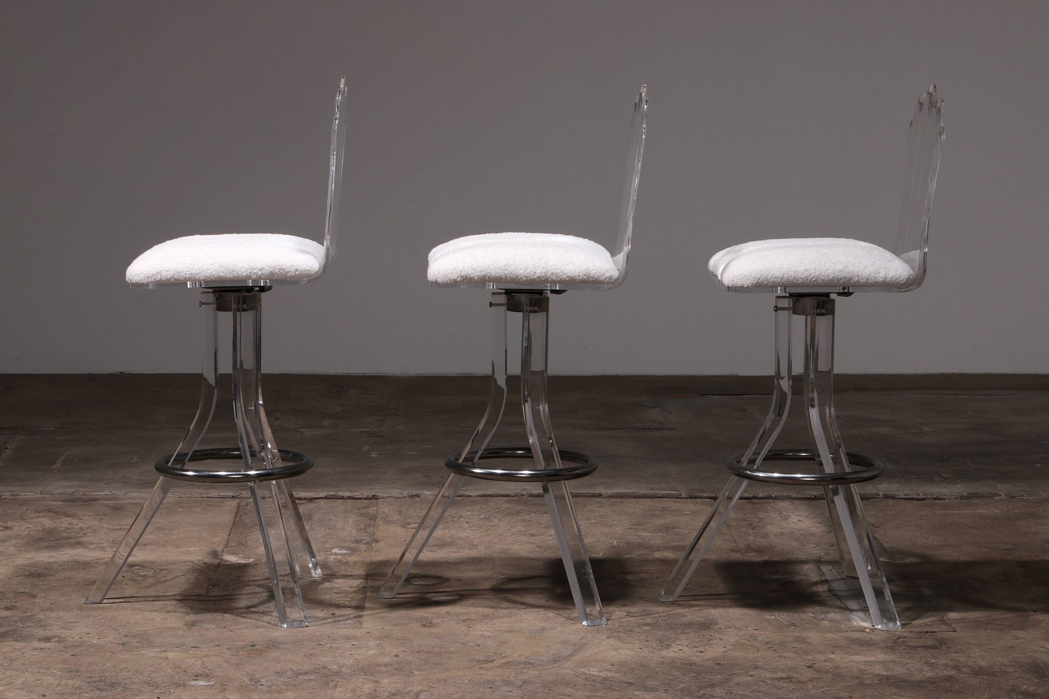 Plexiglass lucite bar stools and chrome swivel bar chairs,Hill Manufacturers