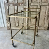 Vintage brass rolling bar cart