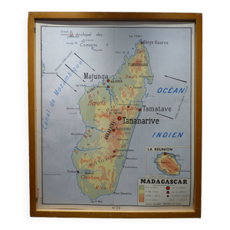Large school map poster Editions Rossignol -Madagascar; The French community - double sided