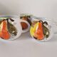 Trio of vintage Italian earthenware mugs, hand-painted – pear motif