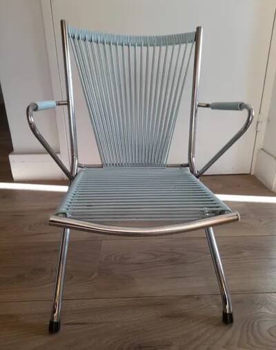 Chaises enfant " scoubidou " vintage structure métal chromé