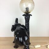 Elephant lamp and palm tree in black resin