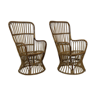 Set of two mid century rattan armchairs by bonacina 1950 design