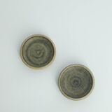 Set of 2 modern Scandinavian collection bowls in sandy brown stoneware by G. Borg.